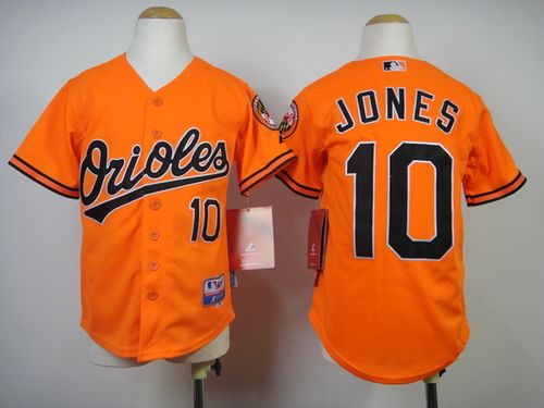 Orioles #10 Adam Jones Orange Cool Base Stitched Youth MLB Jersey - Click Image to Close